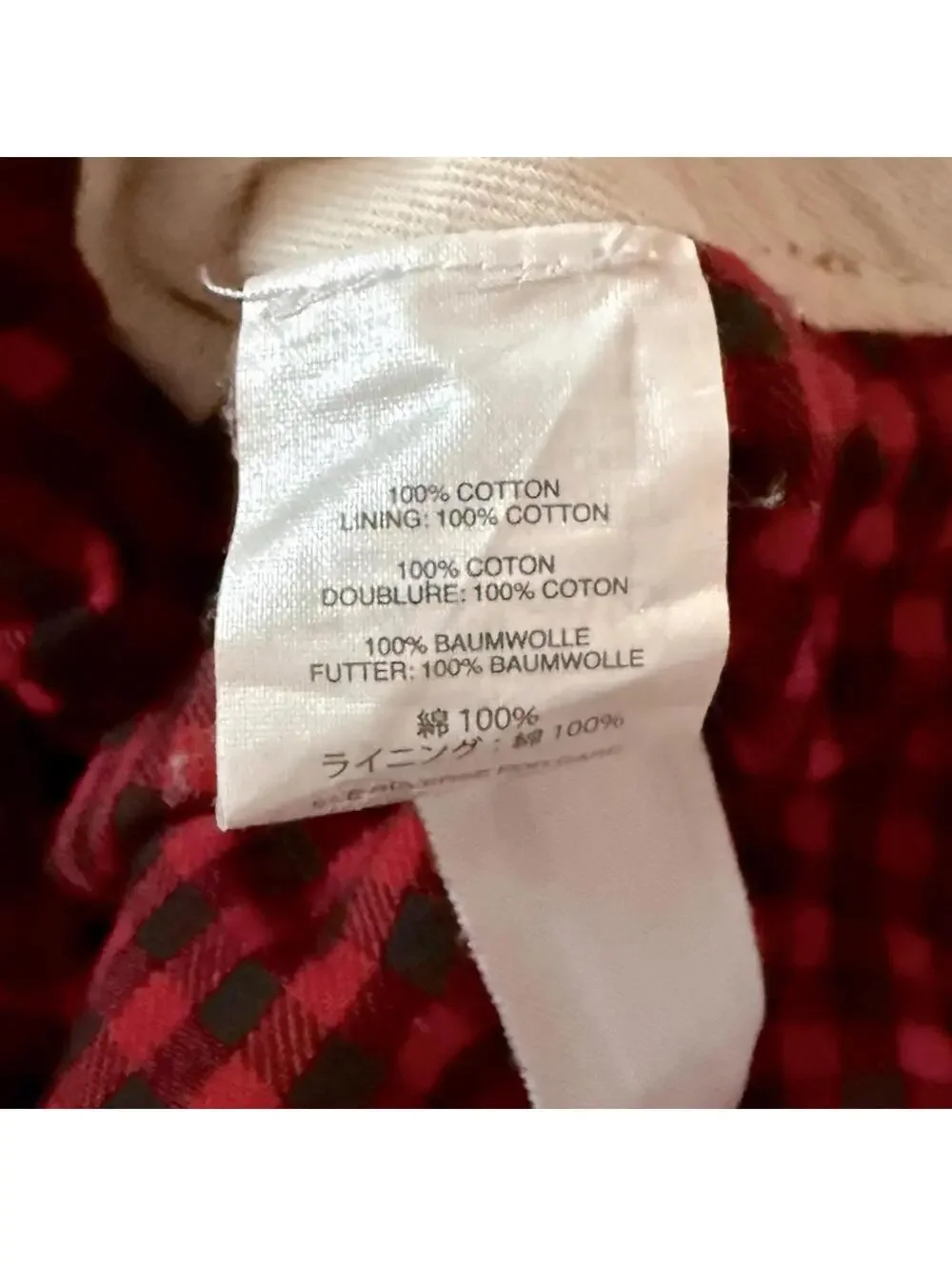 Vintage J. Crew 770 Khaki Chino pant w buffalo check flannel lining  34 x 32